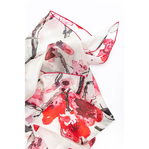 Cherry Blossom Silk Habotai Scarf