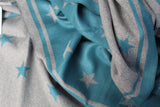 Teal & Grey, Reversible Star Scarf