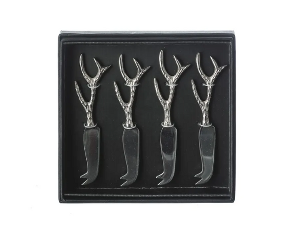 4 mini antler cheese knives
