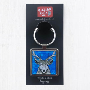 Tartan Stag Metal Keyring