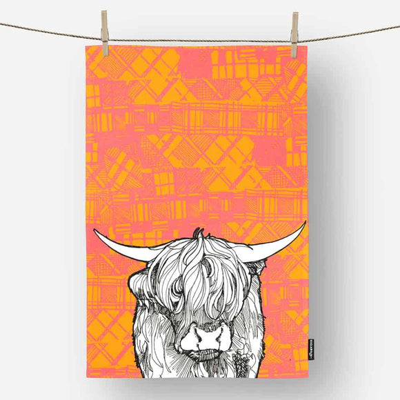 Tartan Cow Tea Towel